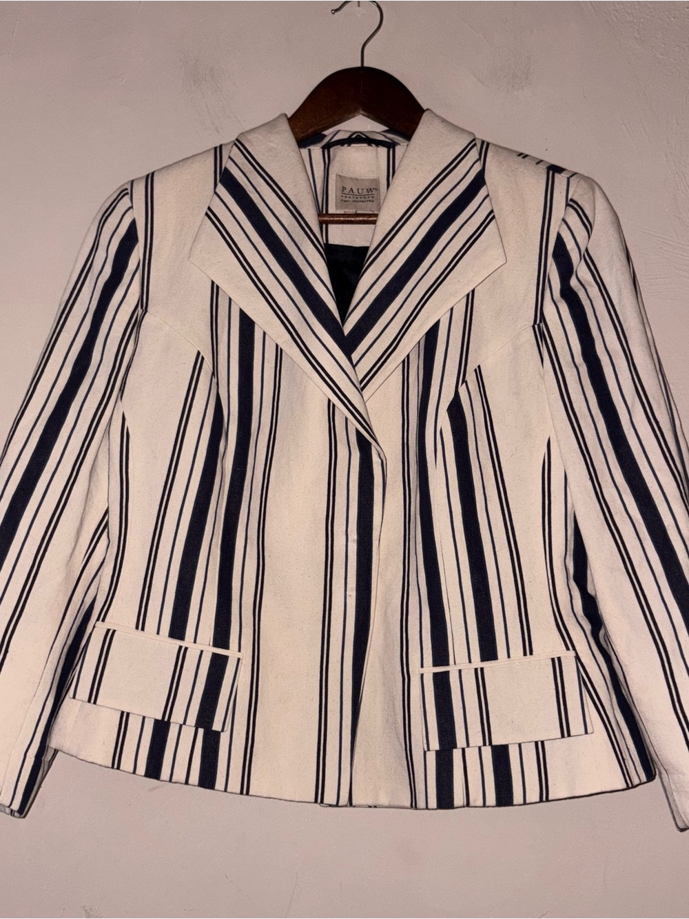 PAUW Amsterdam Striped Cotton Linen Blazer Jacket Size 5 Made in Belgium